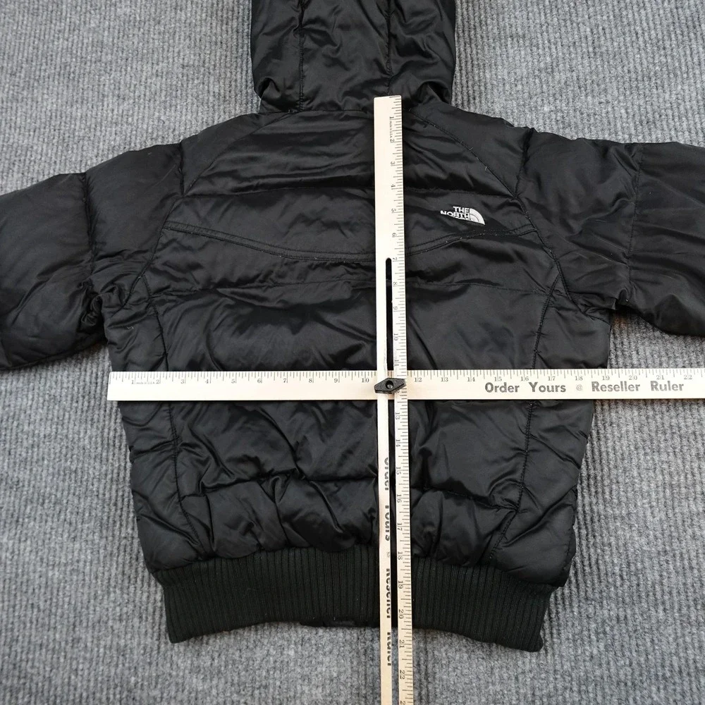The North Face 550 Down Jacket Womens Small Black Hooded Quilted Puffer Full Zip - Picture 8 of 11